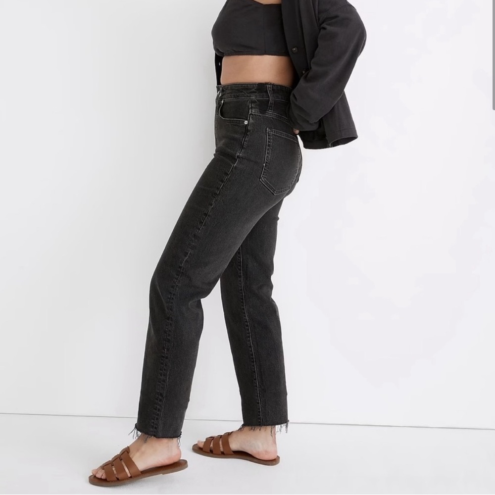 Madewell Perfect Vintage Straight Jeans Lunar Raw Hem